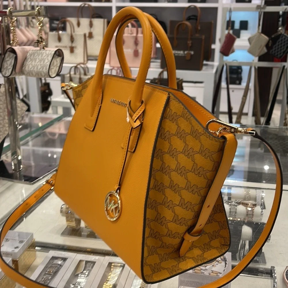 Michael Kors Avril Large Top Zip Satchel Shoulder Bag Honeycomb
